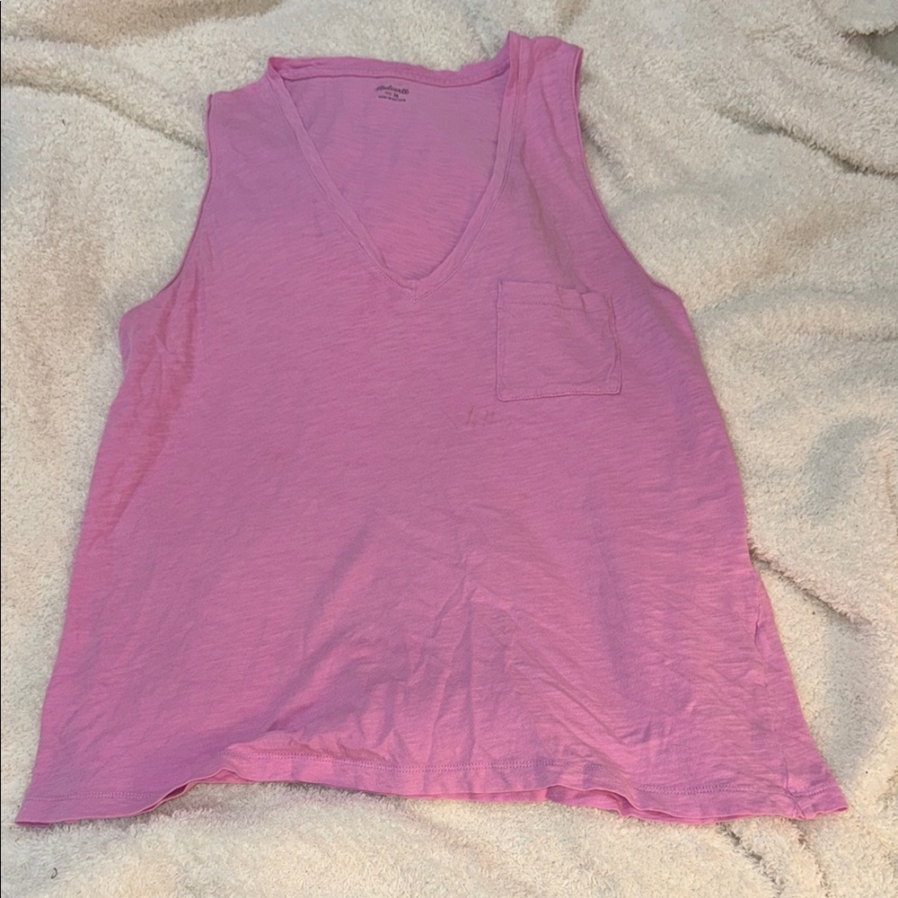 Madewell Pink Sleeveless Tank Top with Raw Hem